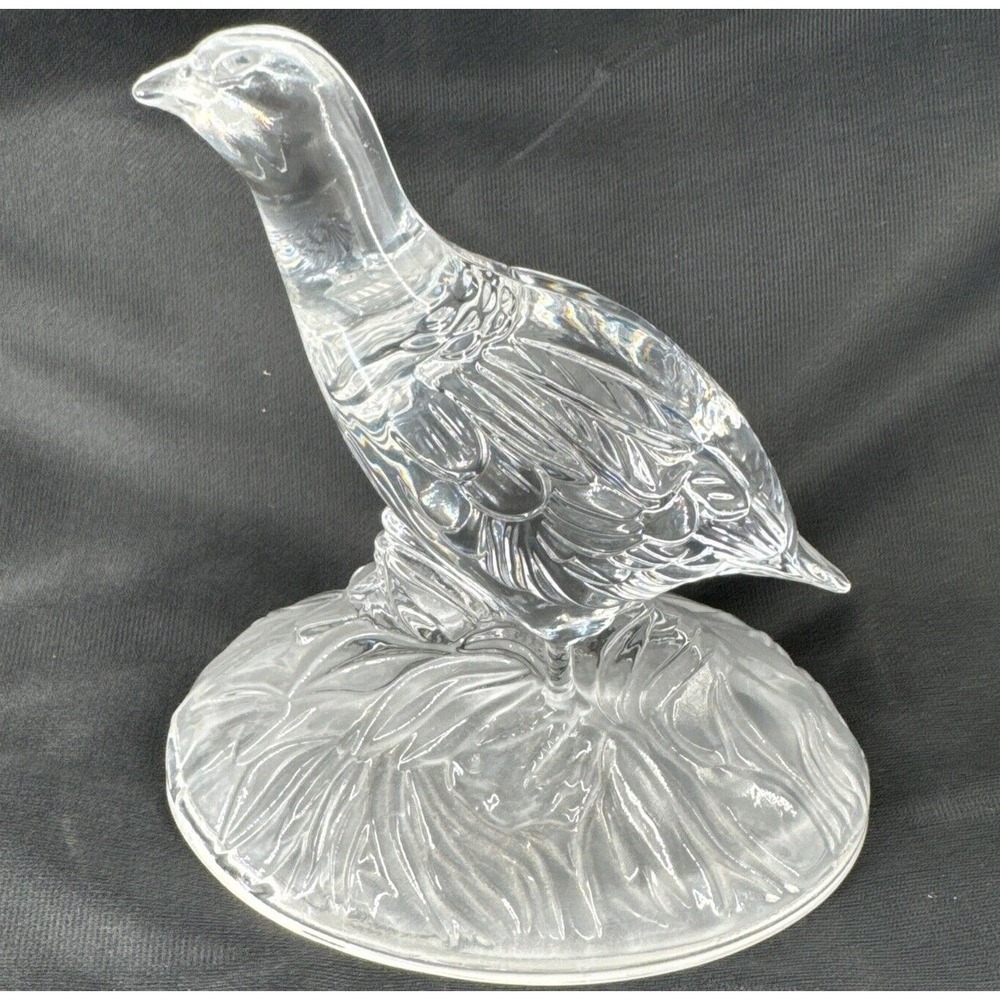 Cristal D'Arques Crystal Red Grouse Figurine Glass France Clear 5.5" T x‎ 5.25"L